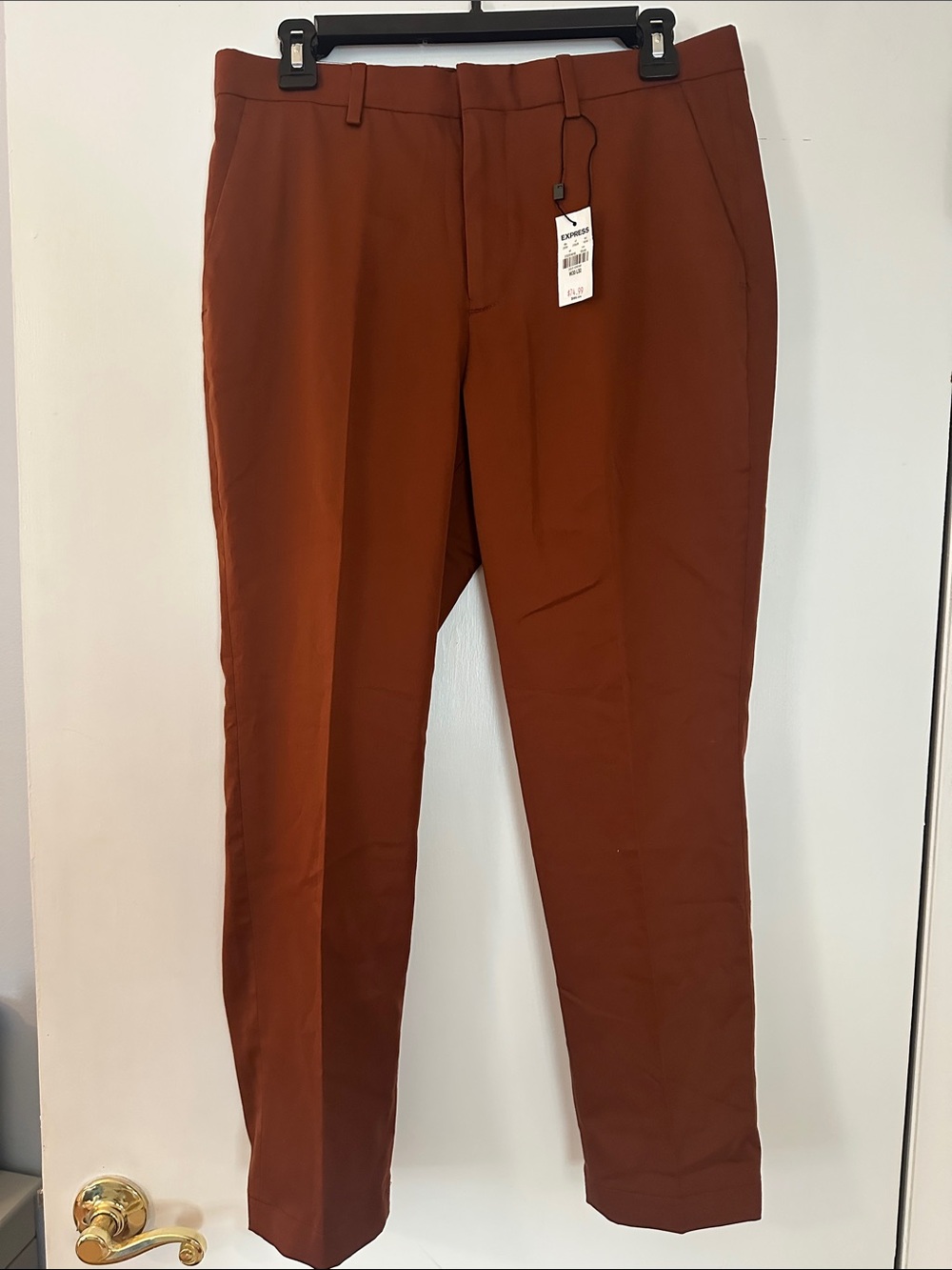 Express Men's Extra Slim Dress Pants - Rust Brown 30x25 (Had cropped)